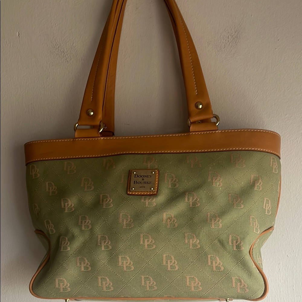 Dooney & Bourke Green and Tan Tote Bag